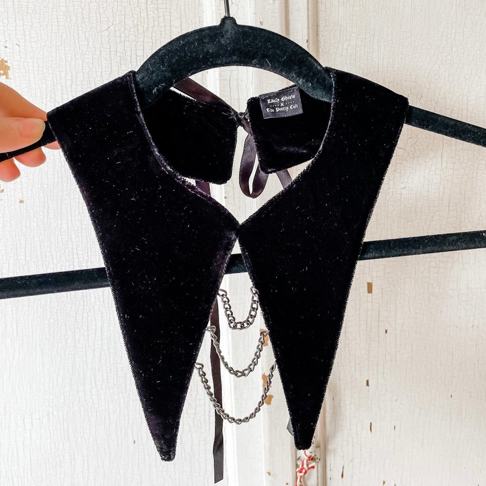 Black Velvet Chain Goth Tie Back Collar